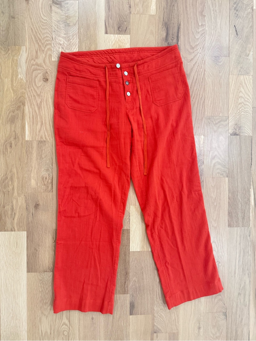 Women’s Sundance Cotton Gauze Orange Wide Leg  Pants, Size Large
